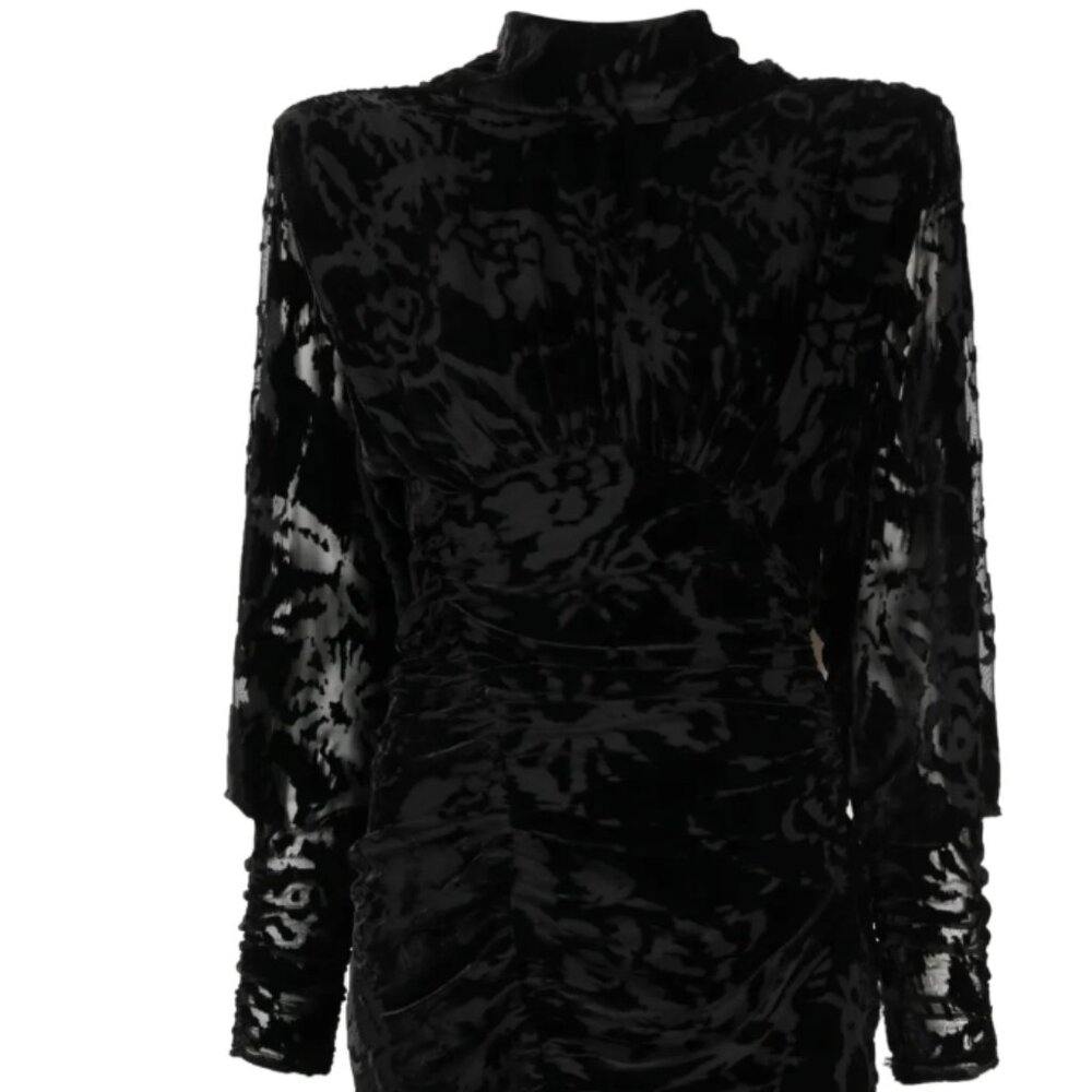IRO NARIVO PATTERNED VELOUR DRESS - BLACK